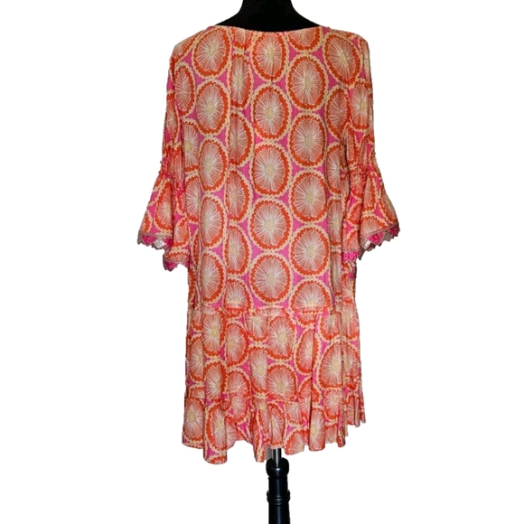 Vibrant Pink and Orange Patterned Dress-$178.50 - Picture 4 of 17